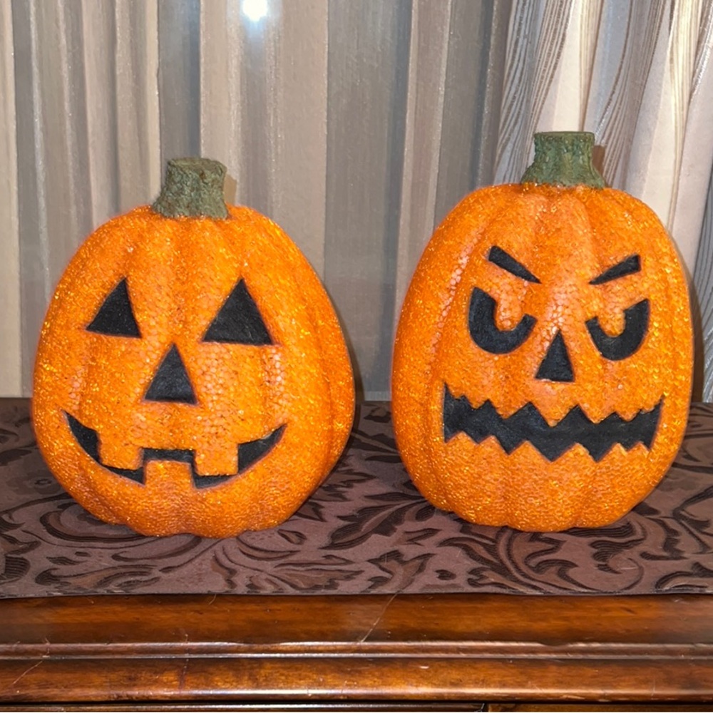 Seasons Melted Plastic Vintage Jack-O-Lantern Pumpkins 🎃 * SOLD AS IS